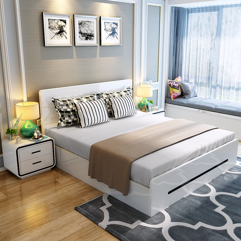 Double Bedroom Modern Minimalist Plate Bed Storage Bed Storage
