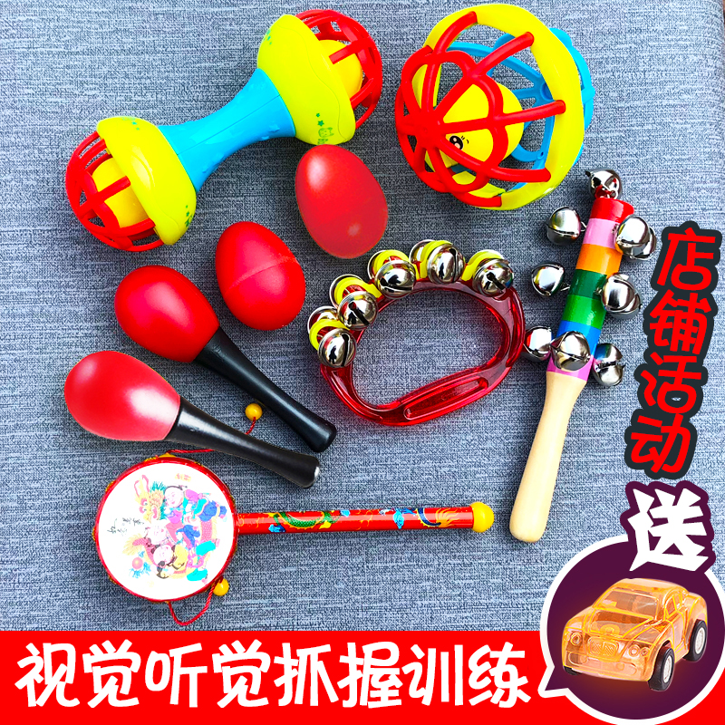 Baby sand hammer Red ball hand rattle Newborn baby hand grip Follow-up visual training Red toy small rattle
