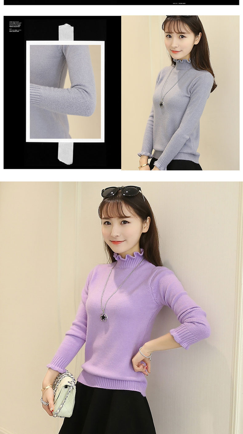 Áo khoác mùa thu và mùa đông của phụ nữ xù lông cao nửa cổ áo dài tay áo len dày áo len áo len nữ thời trang u40