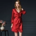 Mùa hè nightdress nữ quay lụa đồ ngủ áo choàng phù hợp với mỏng mùa hè băng lụa cưới màu đỏ cô dâu đám cưới mặc quần áo áo choàng Night Robe