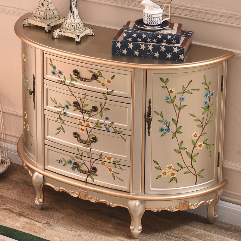 Modern minimalist Eurostyle Painted Small Side Cabinet American Genguan Cabinet Hardwood Trim Cabinet Semicircle Dining Cabinet Hallway Bucket