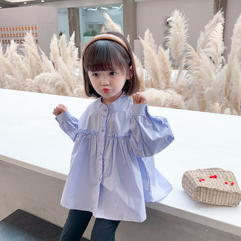 Children's shirts Western style 2022 spring new girls' shirts baby long-sleeved tops children's dolls Korean version tide
