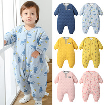 Childrens one-piece pajamas Winter baby one-piece autumn and winter three-layer padded thickened warm boys cotton girls