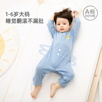 Childrens one-piece pajamas Summer thin baby one-piece long sleeve cotton baby air conditioning clothes for boys and girls spring and autumn