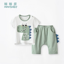 Male baby Summer short sleeve set boys summer children Capri pants cotton Dinosaur Baby thin 1 year old 3 boys