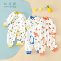 Baby open crotch jumpsuit spring and autumn baby pajamas cotton toddlers long sleeve men and women autumn opening gear one year old 2 Autumn and Winter 3