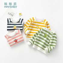 Childrens striped t-shirt long sleeve baby top spring and autumn childrens foreign style boy female cotton T-shirt 2021 new jacket