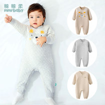 Childrens one-piece pajamas Autumn and winter baby one-piece winter thickened warm boys and girls children anti-kick children pure cotton