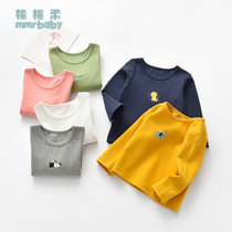 Baby base shirt Autumn and Winter childrens t-shirt Spring and Autumn pure cotton mens and womens childrens thin white wild long-sleeved base coat