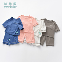 Childrens pajamas set Modal baby sleeve home clothing summer thin air-conditioning clothing boys and girls mid-sleeves