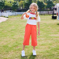 Белый топ+апельсиновые брюки [Установите 7 скидку 10 Юань]