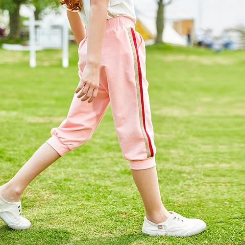 Тонкие штаны, летний спортивный детский хлопковый комплект для отдыха, коллекция 2023, подходит для подростков, в западном стиле