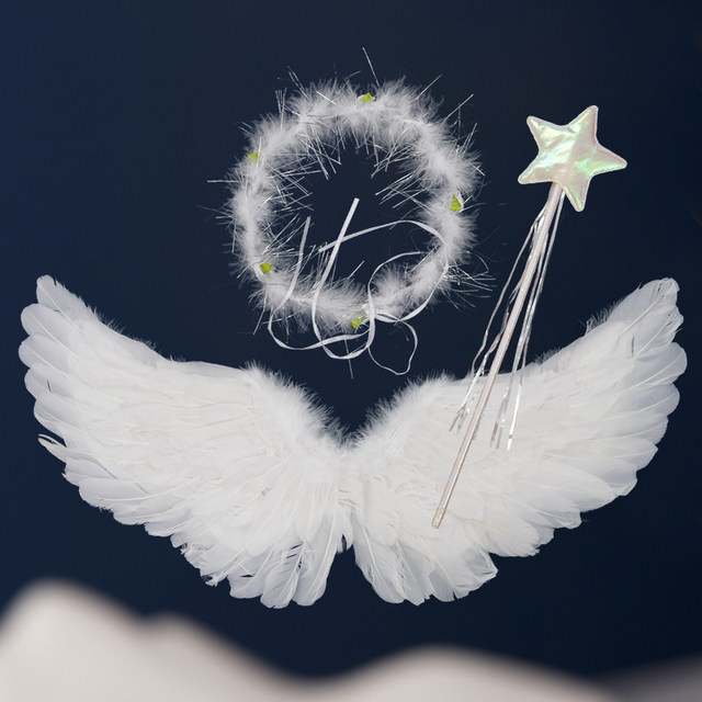 Elf angel wings back decoration ເຄື່ອງນຸ່ງເດັກນ້ອຍ Halloween cos ເດັກຍິງສີຂາວ feather devil props costumes ຂະຫນາດນ້ອຍ