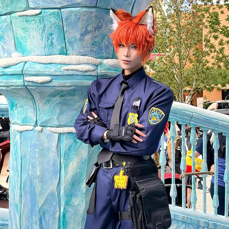 Nick Fox Nick Cosplay Costume Zootopia Judy Rabbit Police Officer Outfit Halloween Men's Clothing Anime