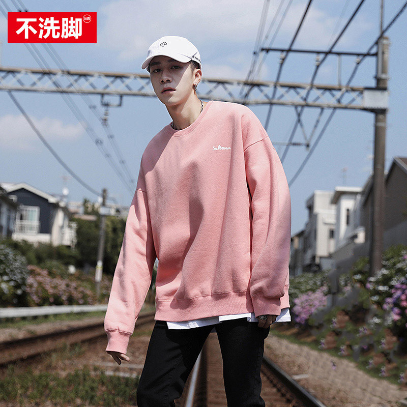 Fat Son Day Tie Lovers Thick T-Shirt Male Plus Mast Size Loose Long Sleeve Jacket Hooded Spring Dress Round Collar Jacket Tide