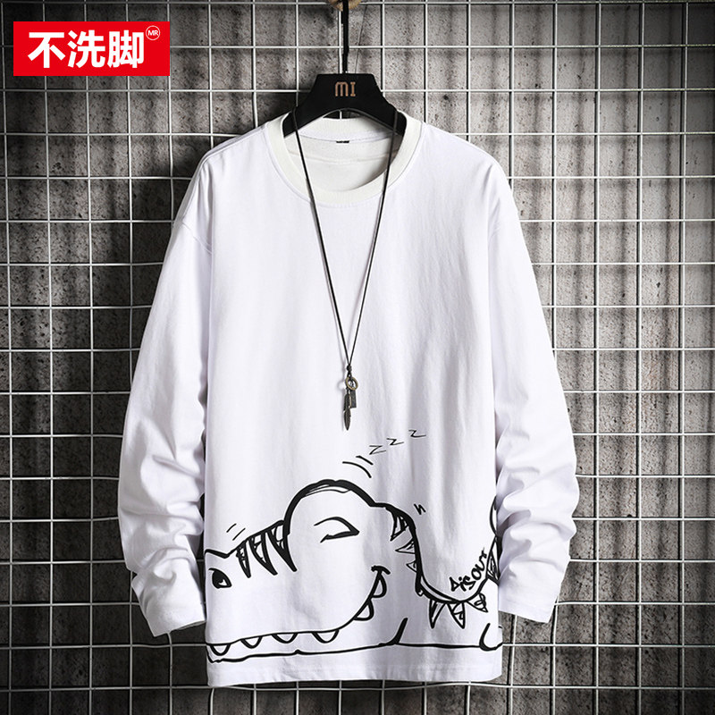 Fatson Day Series Cartoon Printed Long Sleeve T-shirt Male Plus Mast Size Wave Loose T-Shirt Spring Autumn Clothing Short Sleeve Undershirt