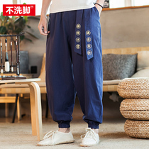 Fat Japanese retro lace-up bloomers men plus fat plus size loose summer casual Chinese trend brand leggings