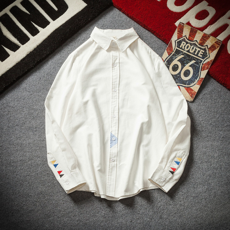 Fat Children's Day Tidal Signs Ins shirts Men's long sleeves Gats casual Big size Spring Fall Korean version white lining clothes inch clothes