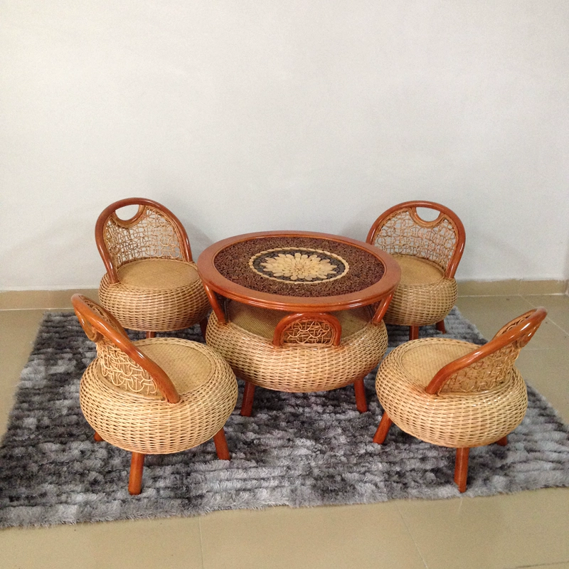 Wicker ghế ba mảnh bàn ban công và ghế năm mảnh phòng khách đồ nội thất giải trí bàn ghế ngoài trời vườn cà phê bàn ​​ghế kết hợp bàn ghế ăn ngoài trời
