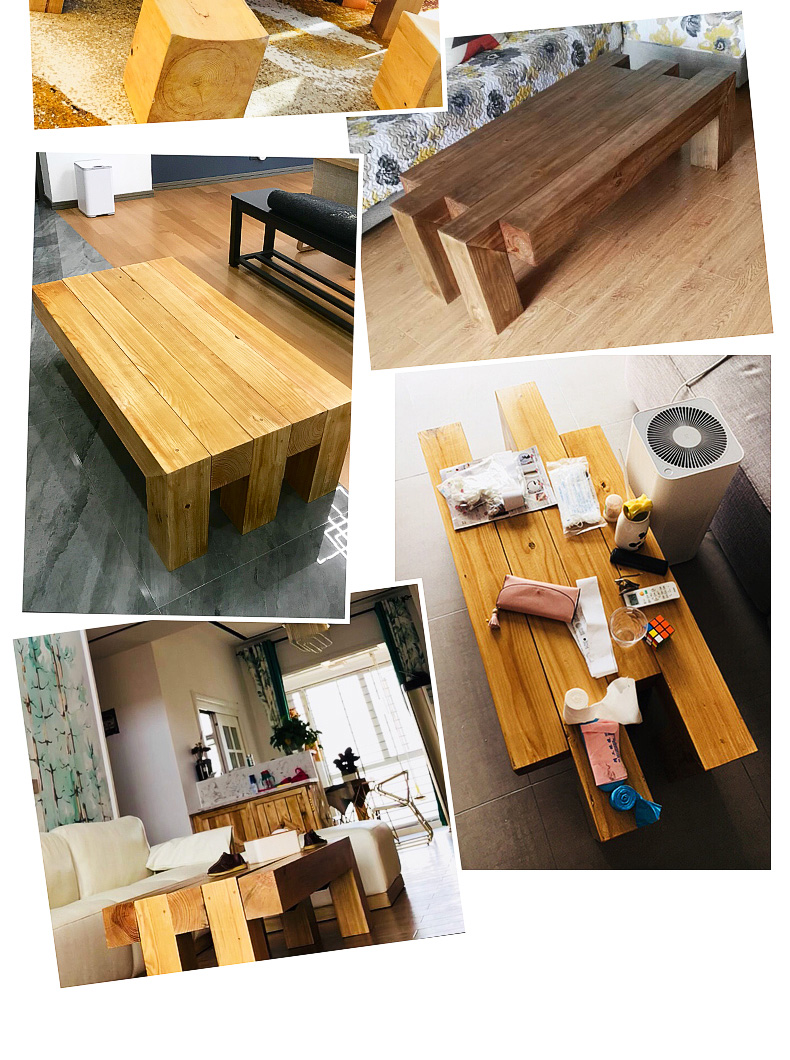 Bàn cà phê sáng tạo châu Âu gỗ rắn phòng khách bàn trà hình bàn trà retro giản dị thiết kế nội thất Bắc Âu - Bàn trà bàn sofa gỗ