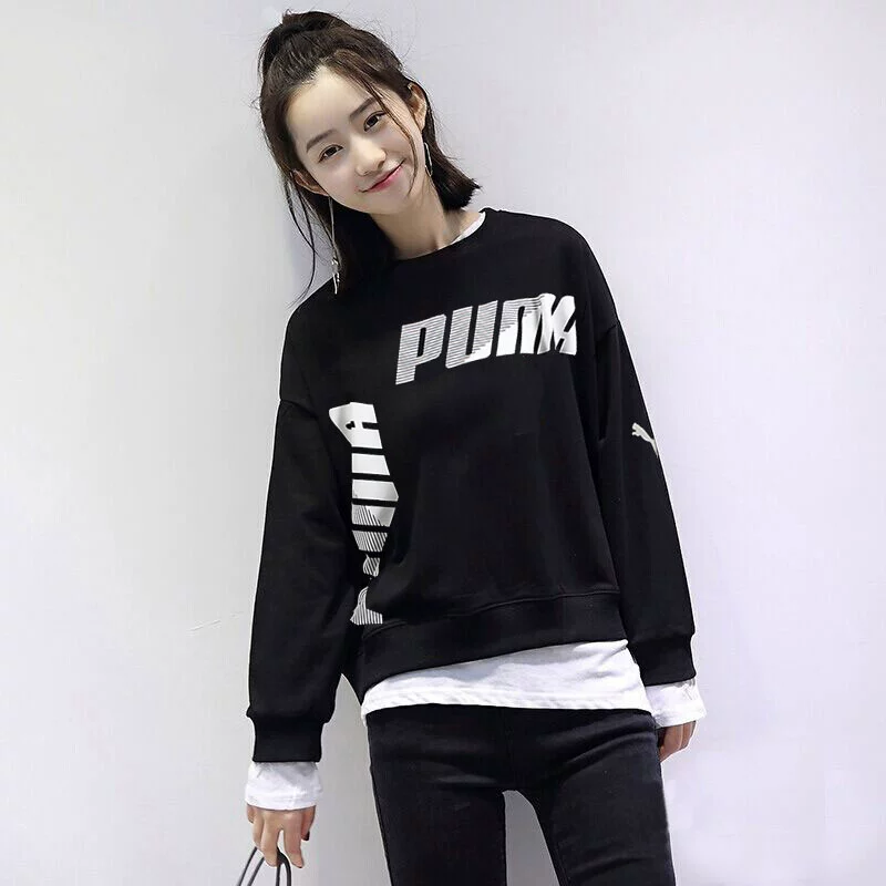 Áo len nữ PUMA Puma 2019 xuân hè mới áo sơ mi giản dị thể thao rộng rãi áo thun cổ tròn 581027 - Thể thao lông cừu / jumper