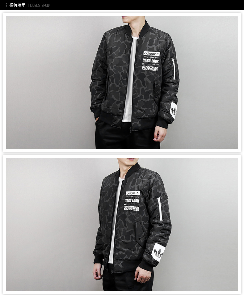 Áo khoác Adidas nam 2019 mùa đông mới áo khoác cỏ ba lá chống gió thể thao phù hợp với chất liệu cotton CD1712 - Quần áo độn bông thể thao áo phao nam đẹp 2020