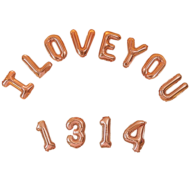 Nine Happy Wedding House Arrangement Silver Aluminium Film Balloon Digital I LOVE YOU Letters 520 Balloons Letters Golden-Taobao