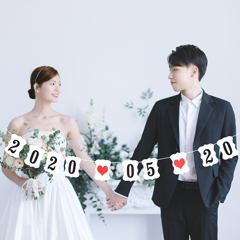 Wedding Photo Props Pull Flags Digital Date Laflower Wedding Anniversary Letters Wedding wedding Room Arrangement Decoration Custom Strings