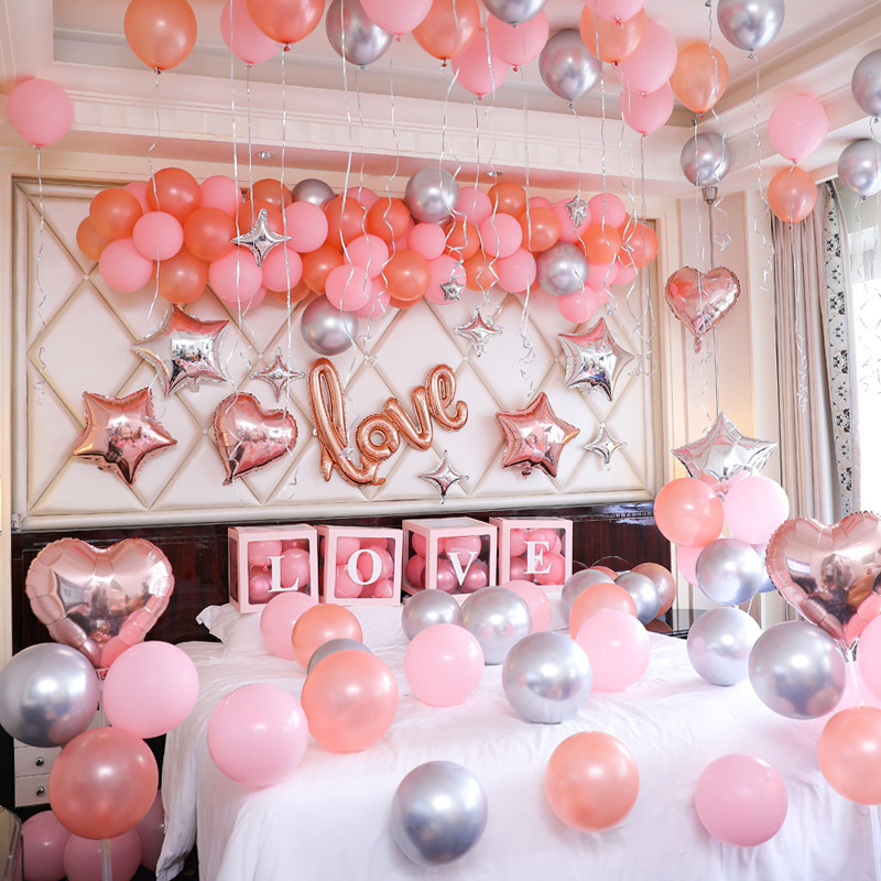 Jiuxi wedding room decoration set Proposal decoration Creative supplies Wedding bedroom decoration balloons Romantic wedding Wedding