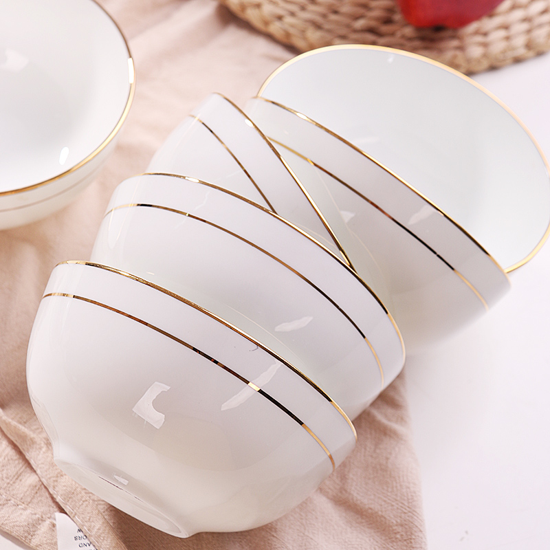 6 bowls of bone-china large noodle bowl soup bowl set Japanese-Korean small bowls for home rice bowl ceramic meal in Pynom