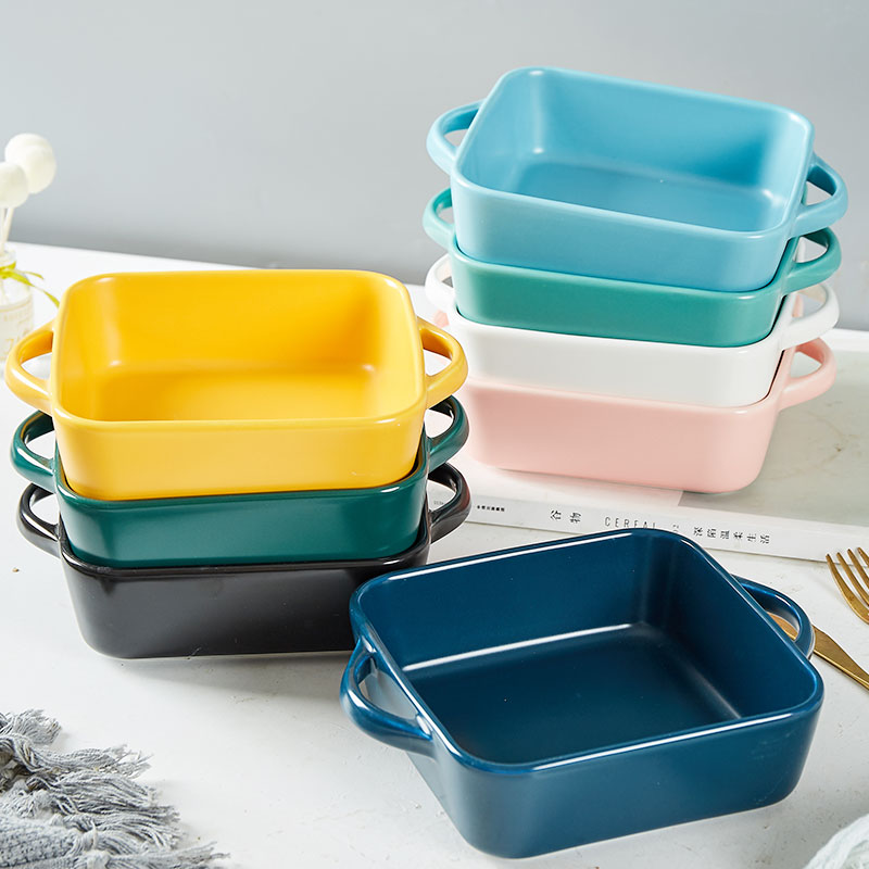 Nordic ins Feng Shui Fruits Pan Saladish Sauces Home Creative Quadrilateral Pan Pan Trays Pan Small Clear New Pure Color Dish