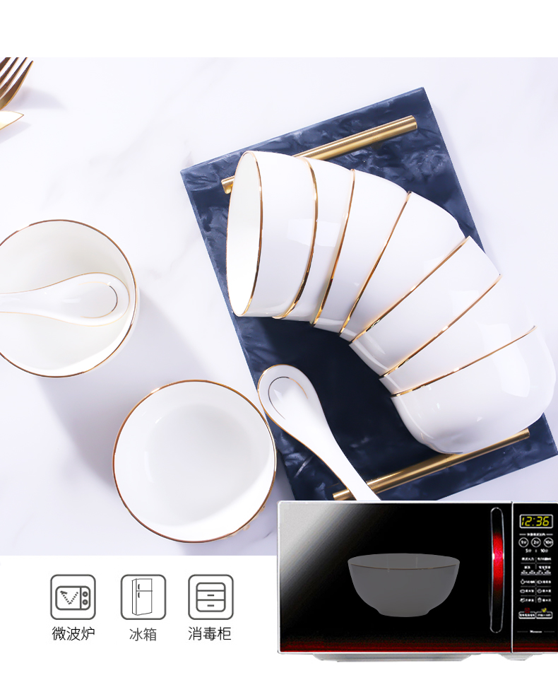 Use of 10 sets of jingdezhen bowls household jobs up phnom penh Japanese eat rice bowls ceramic Bowl creative move