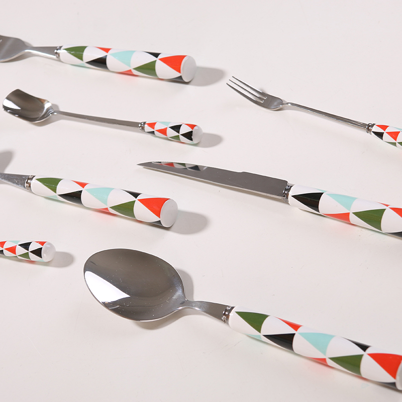 Ceramic handle stainless steel knife and fork spoon, chopsticks web celebrity suit ins wind western - style food tableware household steak knife and fork