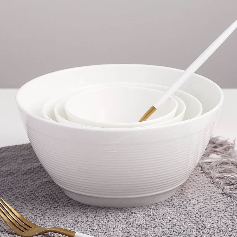 Home Eating Bowls of Microwave Oven Jingdezhen Day Style Pure White Nordic Bone China Porcelain Rice Bowls with Bubbling Noodles Bowl of Bowl Soup Bowl