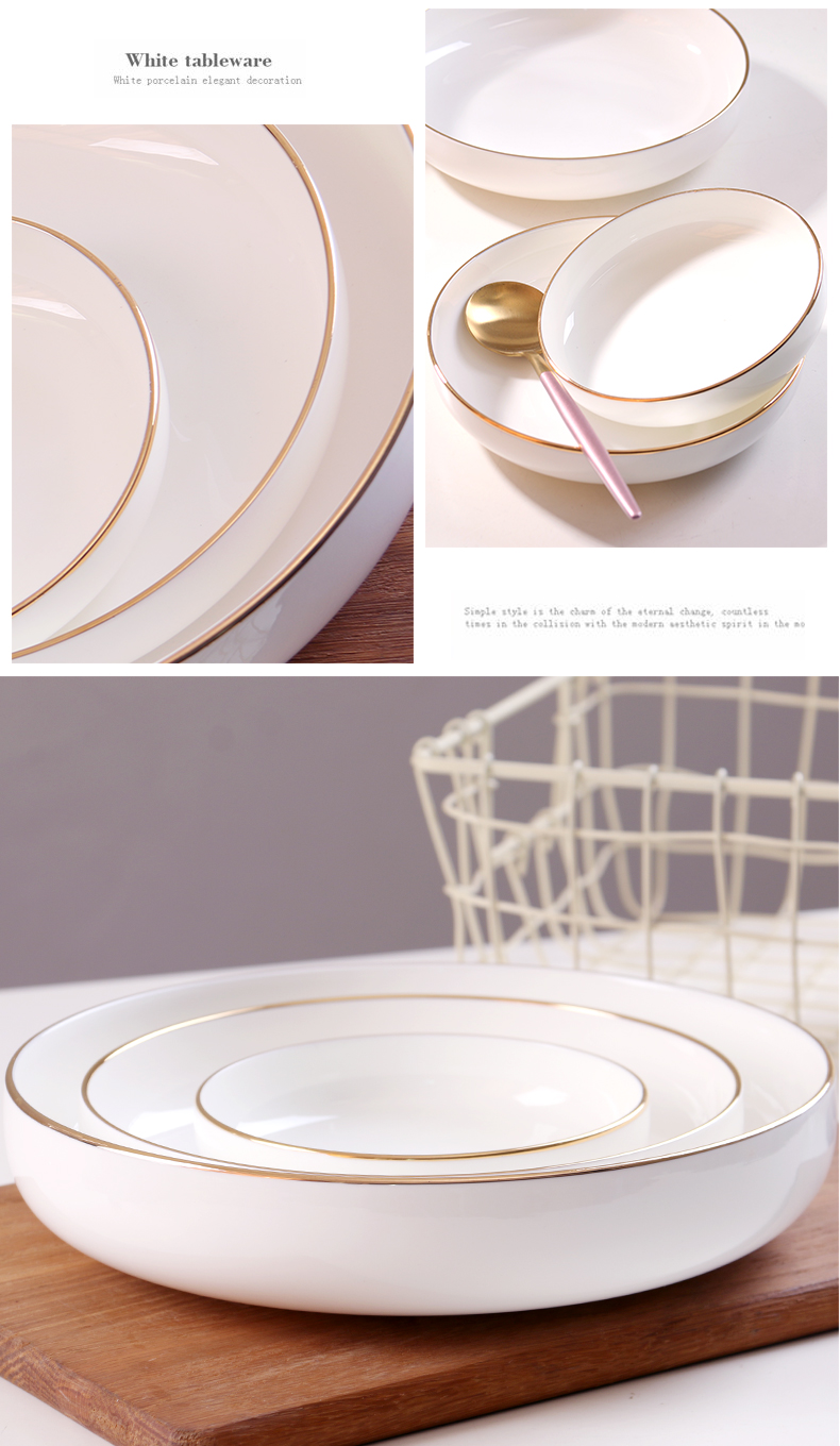 Four ceramic LIDS, creative household deep dish plate round 0 ipads porcelain dish dish plates deep dish