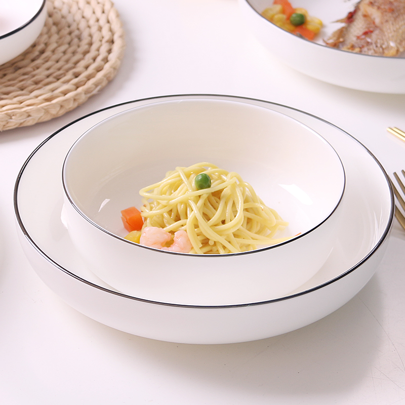 Dish Dish Dish pure white contracted household circular plate northern wind a single ipads porcelain plates deep Dish ceramic soup plate