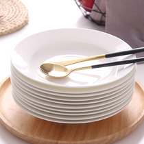 6 solid color round plate dish household set creative soup rice plate tableware deep plate bone china dish