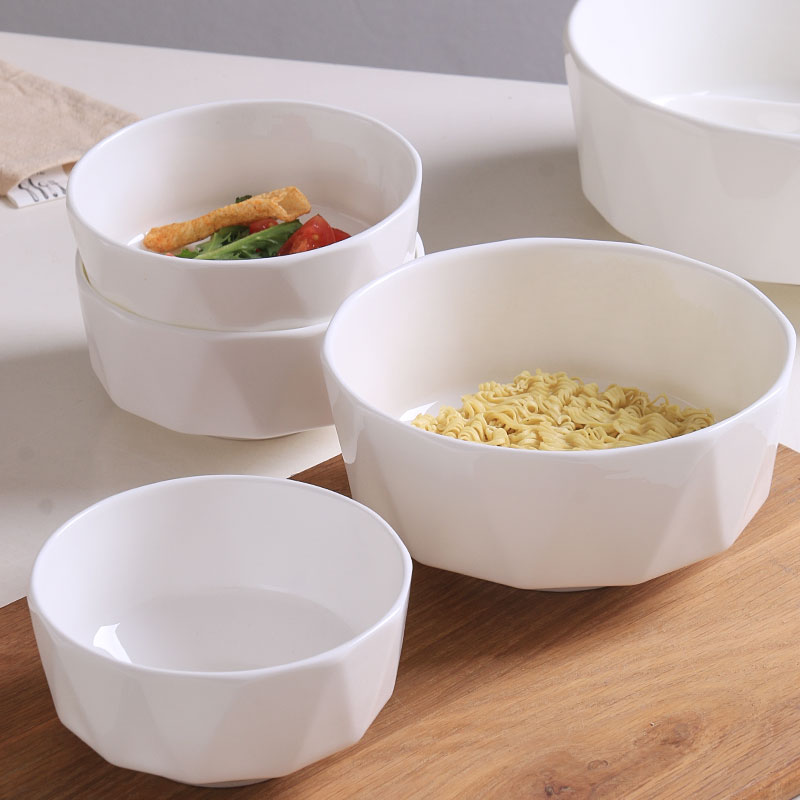 Jingdezhen Home Eating Bowls Nordic Ins Wind Pure White Creative Personality Noodle Bowl Soup Bowl ceramic rice bowls single
