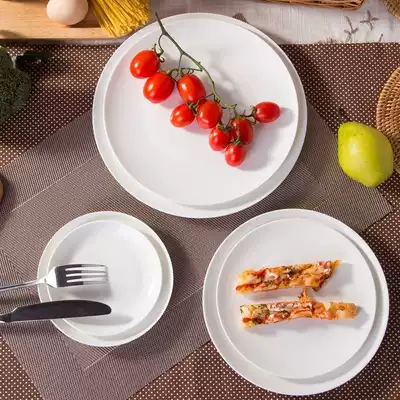 Ceramic creative tableware simple plate breakfast plate household White Bone porcelain steak plate cold dish Western plate plate plate