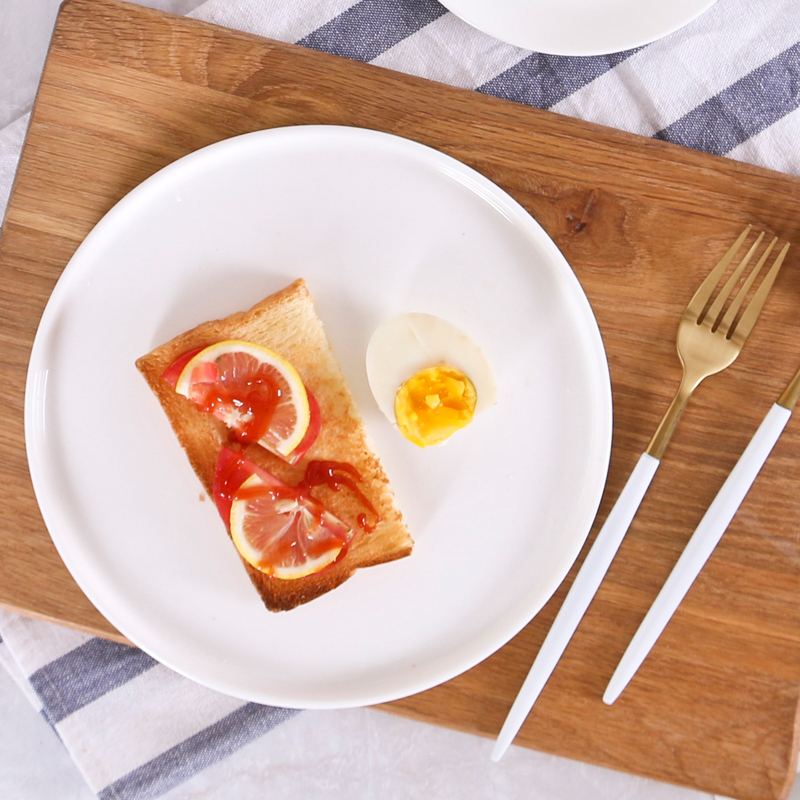 Contracted good Nordic steak ceramic pure white household American plate steak dinner plate plate characteristics
