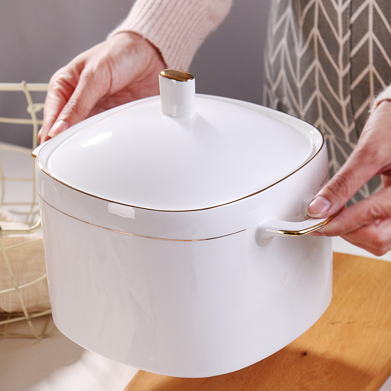 Stonecrop alloy sideband cover soup pot of soup pot home ears big bowl of large ipads porcelain in clay pot soup bowl palace ceramics POTS