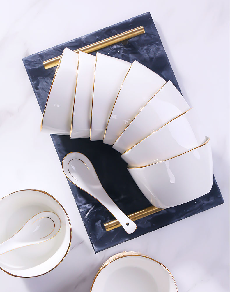 Use of 10 sets of jingdezhen bowls household jobs up phnom penh Japanese eat rice bowls ceramic Bowl creative move