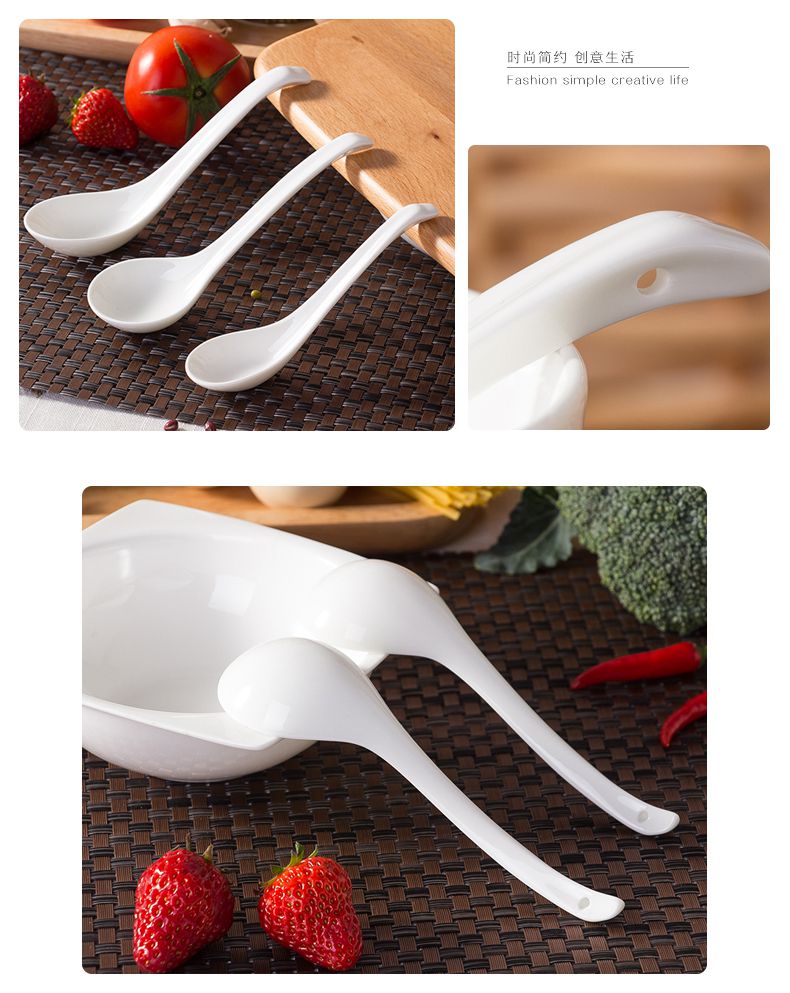 Lovely small spoon, ceramic spoon, pure white ipads China children home long handle ladle spoons spoons condiment small spoon