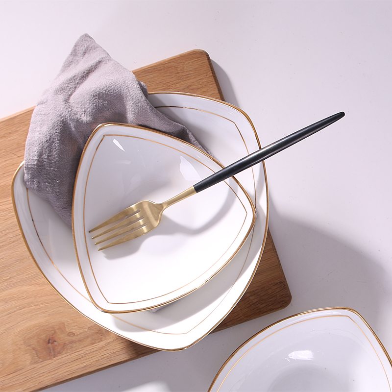 Jingdezhen ceramic creative household food dish up phnom penh ipads porcelain triangle soup plate pasta FanPan salad vegetable dishes
