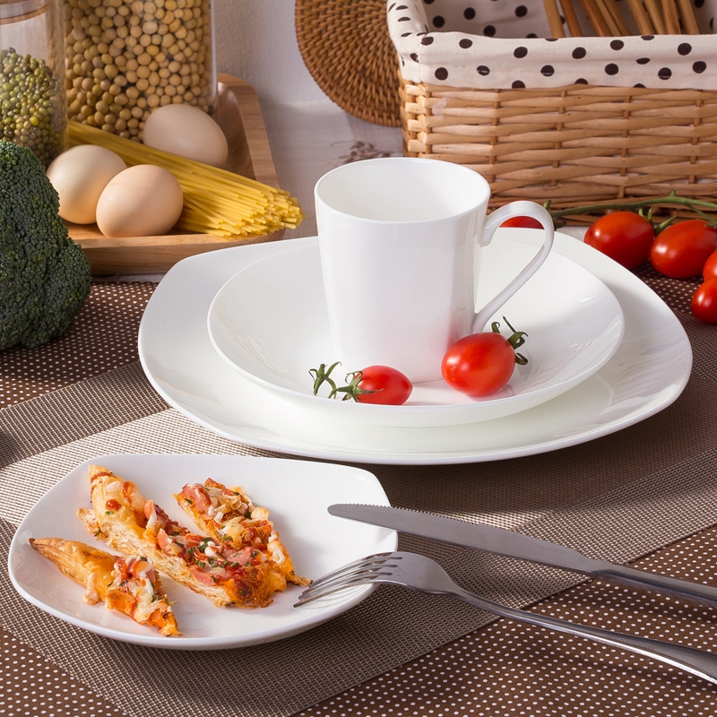 Household steak Japanese pure white ipads China plates plate dinner plate ceramic 10 inch square new dishes
