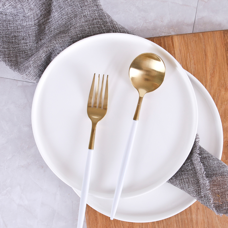 Contracted good Nordic steak ceramic pure white household American plate steak dinner plate plate characteristics