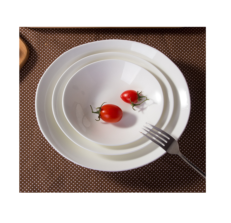 Jingdezhen pure white Japanese household ipads porcelain ceramic creative soup plate deep dish plate elliptical plate steamed fish dish