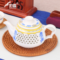 Linglong hollow bubble teapot single pot ceramic household tea maker tea kettle glass kung fu high temperature resistant