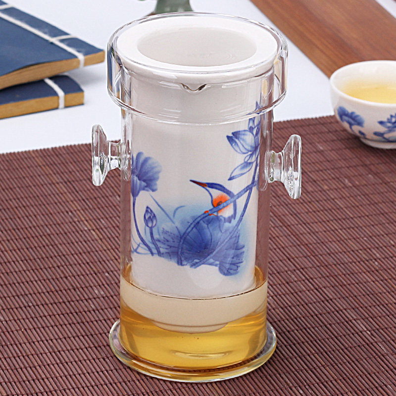 Elegant glass teacup set Black tea tea set Ceramic tea pot Household filter binaural tea maker Flower tea heat-resistant