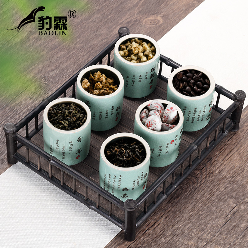 Leopard small tea pot receives tamhui elder brother up with ceramic pot seal storage tanks portable small mini travel home